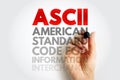 ASCII American Standard Code for Information Interchange concept with hand drawing text, representing data encoding, programming, Royalty Free Stock Photo