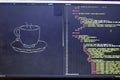 ASCII art of drink cup and HTML code aside