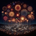 ASCII Art Fireworks Fireworks display created entirely with ASCI Royalty Free Stock Photo