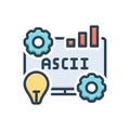 Color illustration icon for Ascii, standard and concept