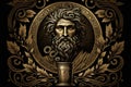 Asclepius Greek Mythology God Black Gold Vase by Generative AI