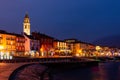 Ascona Old Town and port on Lago Maggiore lake in swiss Alps mountains