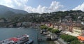 Ascona boat approach - Aerial 4K