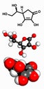Vitamin C ascorbic acid, ascorbate molecule. Royalty Free Stock Photo