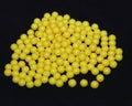 Ascorbic acid pills on black form, yellow round tablets, vitamin C Royalty Free Stock Photo