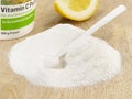 Ascorbic Powder - Healthy Nutrition with Lemon Slice Royalty Free Stock Photo