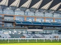 Ascot Racecourse, Ascot, Berkshire, England - February 2019 View of the stand including the Royal Box at Ascot Racecourse