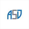 ASD letter logo design on white background.ASD creative initials letter logo concept.ASD letter design Royalty Free Stock Photo