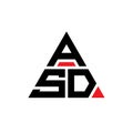 ASD triangle letter logo design with triangle shape. ASD triangle logo design monogram. ASD triangle vector logo template with red