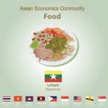 Asean Economics Community AEC food set Royalty Free Stock Photo