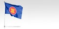 The ASEAN flag flutters in the wind. Isolated on white background. Basemap and background concept. Royalty Free Stock Photo