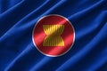 ASEAN flag painting on high detail of wave cotton fabrics . 3D illustration