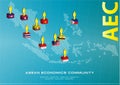 Asean Map dotted style illustration, for background