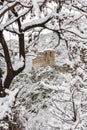 Asen Fortress, Bulgaria - Winter scenery of fortified church of Virgin Mary, the Holy Mother of God near Asenovgrad city Royalty Free Stock Photo