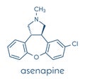 Asenapine antipsychotic drug molecule. Skeletal formula.