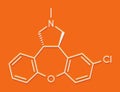 Asenapine antipsychotic drug molecule. Skeletal formula.