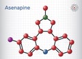 Asenapine molecule. It is atypical antipsychotic, used to treat bipolar disorder and schizophrenia. Structural chemical formula,