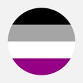 Asexual flag circle icon on white background