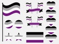 Asexual Pride Flag collection of symbols. Hearts, stars and circles with asexual flag. Sexual minorities. Design for banner