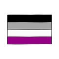 Asexual pride flag doodle icon, vector color line illustration