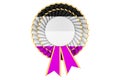 Asexuality flag painted on the award ribbon rosette. 3D rendering