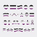Asexuality pride flag and symbols many icon set vector