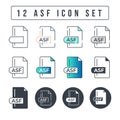 ASF File Format Icon Set. 12 ASF icon set Royalty Free Stock Photo