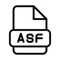 Asf File Icon. Type Files Sign outline symbol Design, Icons Format Type Data. Vector Illustration Royalty Free Stock Photo