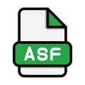 Asf file icons. Flat file extension. icon video format symbols. Vector illustration. can be used for website interfaces, mobile Royalty Free Stock Photo