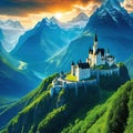 Asgard of the gods home of the Aesir Mountain landscape German Mythologies