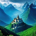 Asgard of the gods home of the Aesir Mountain landscape German Mythologies