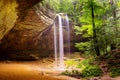 Ash Cave in Spring with Waterfall Royalty Free Stock Photo