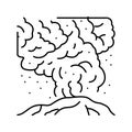 ash cloud volcano line icon vector illustration