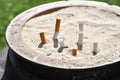 Ash Tray Cigarettes Outdoor Sand Royalty Free Stock Photo