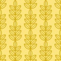 Ash tree leaves seamless vector pattern. Vintage style and colors (yellow). Royalty Free Stock Photo