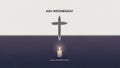 Ash Wednesday cross candle reflection background dark background Royalty Free Stock Photo