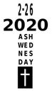A 2020 ash wednesday date icon Royalty Free Stock Photo