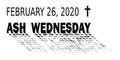 2020 ash wednesday date icon showing that ash wednesday is on february 26 in 2020 Royalty Free Stock Photo