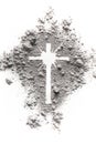 Ash Wednesday and Lent cross made of dust as Jesus