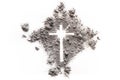 Ash Wednesday and Lent cross made of dust as Jesus suffering