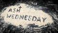 ASH WEDNESDAY text written on white sand Royalty Free Stock Photo