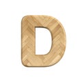 Ash wood letter D - Capital 3d wooden font - suitable for Decoration, ecology or design related subjects Royalty Free Stock Photo