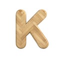 Ash wood letter K - Capital 3d wooden font - suitable for Decoration, ecology or design related subjects Royalty Free Stock Photo