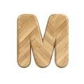 Ash wood letter M - Capital 3d wooden font - suitable for Decoration, ecology or design related subjects Royalty Free Stock Photo