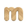 Ash wood letter M - Lowercase 3d wooden font - Suitable for Decoration, ecology or design related subjects Royalty Free Stock Photo