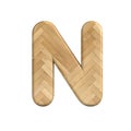 Ash wood letter N - Capital 3d wooden font - suitable for Decoration, ecology or design related subjects Royalty Free Stock Photo