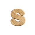 Ash wood letter S - Lowercase 3d wooden font - Suitable for Decoration, ecology or design related subjects Royalty Free Stock Photo