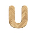 Ash wood letter U - Capital 3d wooden font - suitable for Decoration, ecology or design related subjects Royalty Free Stock Photo