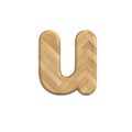 Ash wood letter U - Small 3d wooden font - Suitable for Decoration, ecology or design related subjects Royalty Free Stock Photo