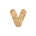 Ash wood letter V - Small 3d wooden font - Suitable for Decoration, ecology or design related subjects Royalty Free Stock Photo